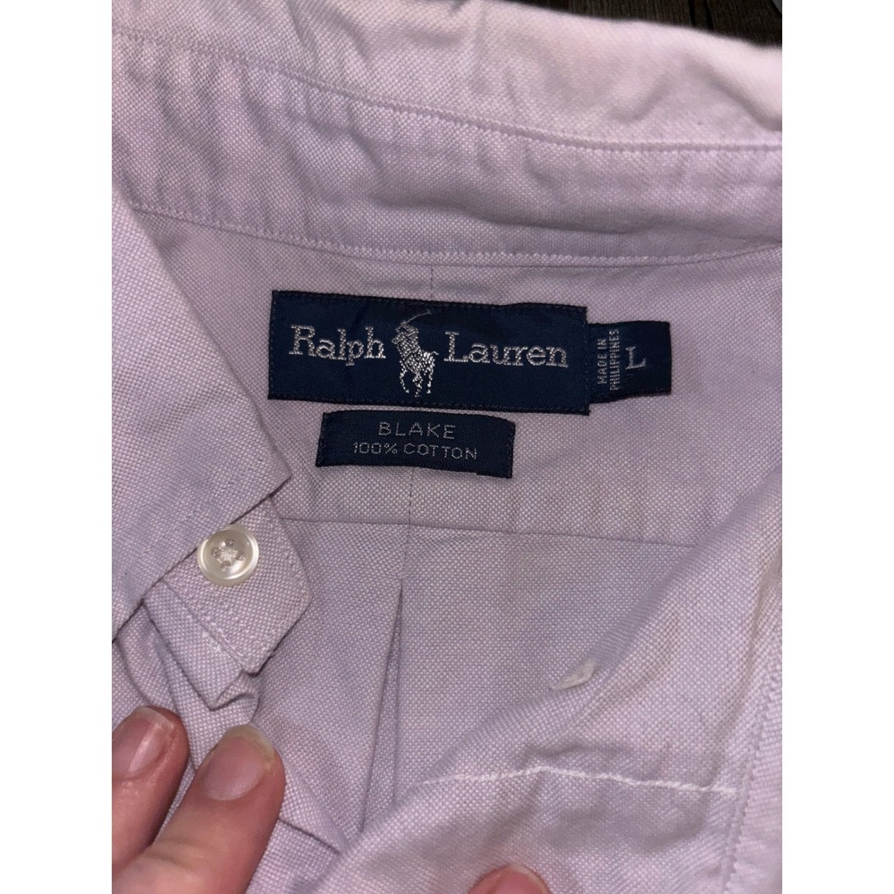 Polo Ralph Lauren Blake Shirt Mens L Lavender Purple Cotton Oxford ButtonDown - Picture 3 of 5